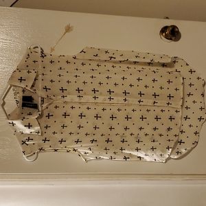 Sheer sleeveless blouse white with black crosses